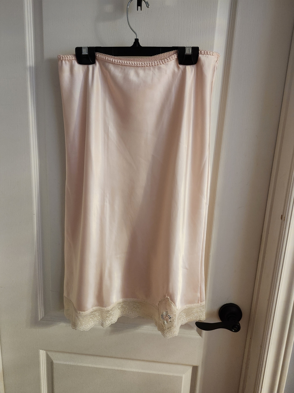 New Silky Light Pink Half Slip with Lace Trim
